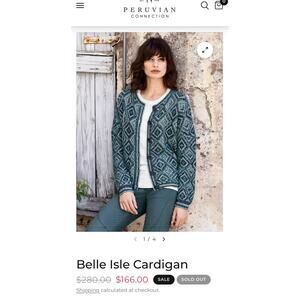 PERUVIAN CONNECTION CARDIGAN SWEATER SIZE S PATTERNED ALPACA PERU Retail $280